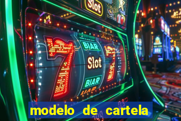 modelo de cartela de bingo em branco